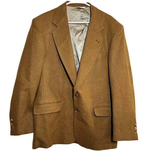 Vintage Hunt Valley Camel Hair Blazer USA Suit Two-Button Notch Lapel Brown 42L